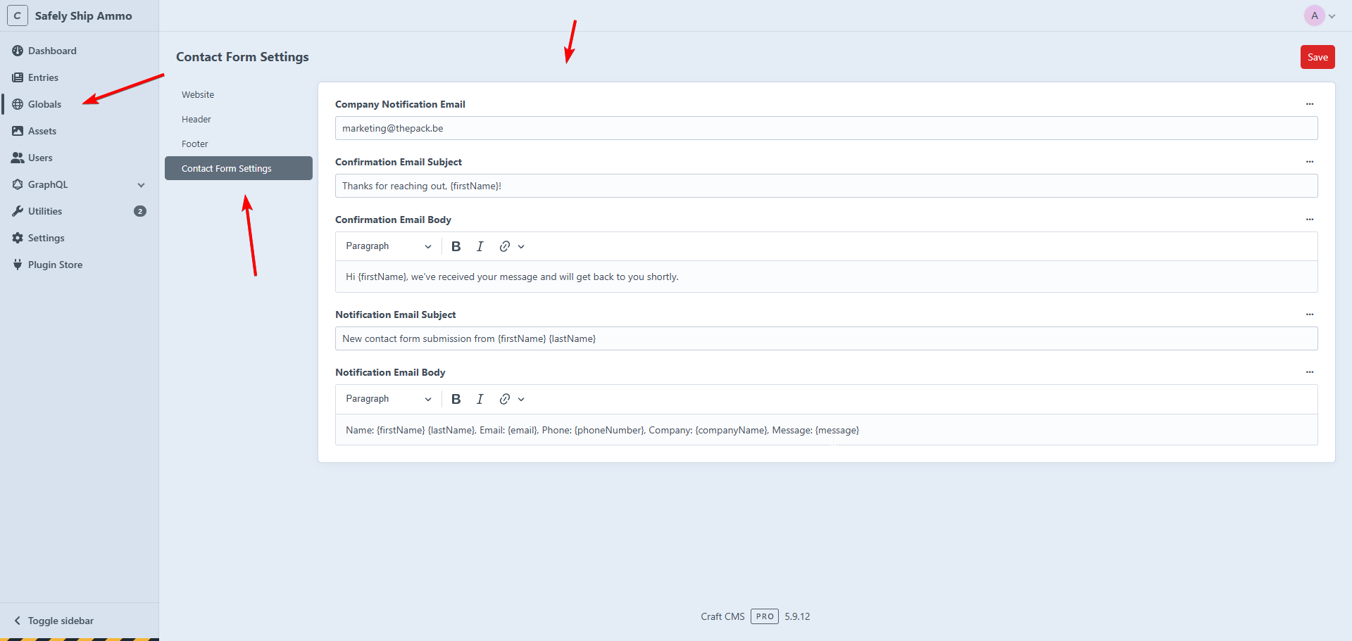 Email instellingen