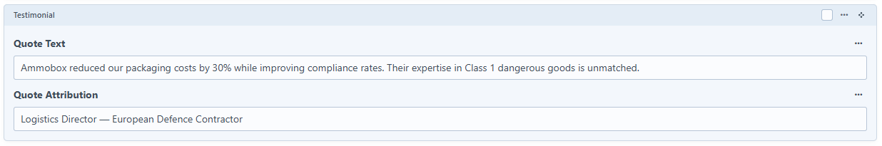 Testimonial component