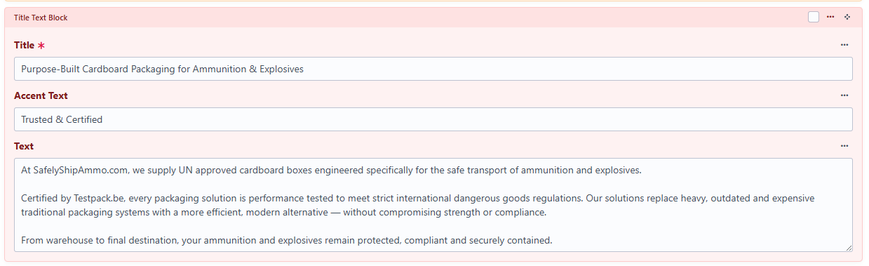 Title Text Block component
